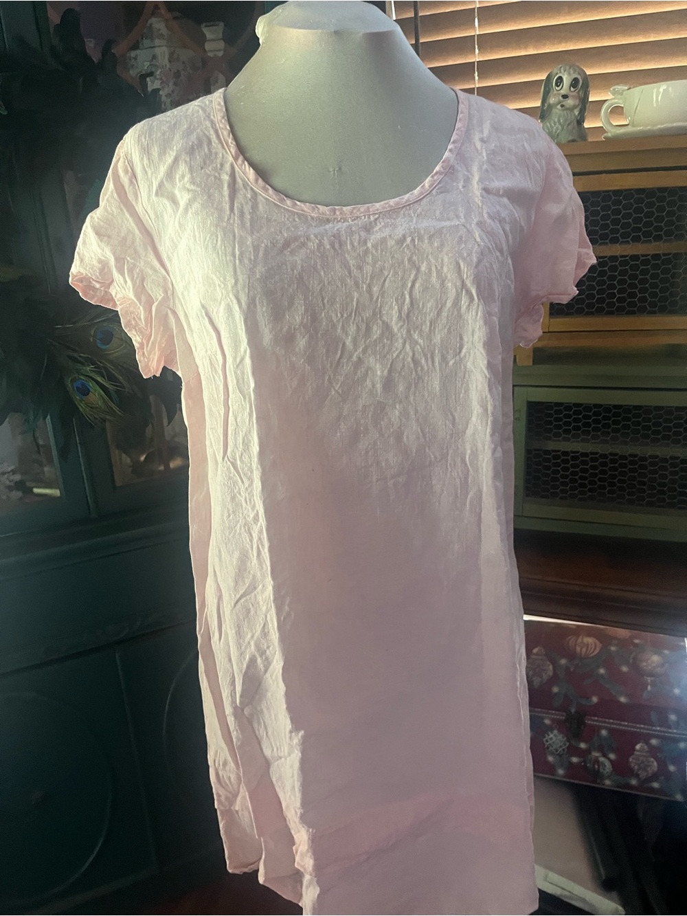 Flax designs Women's Lightweight Kinen Scoop Neck Dreas- Light Pink